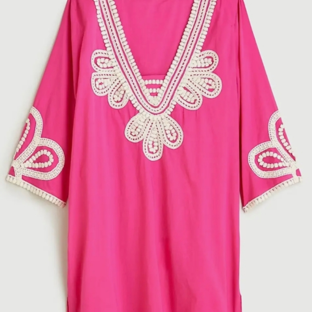 J.Crew Corded Trim Tunic Coverup In Flamingo